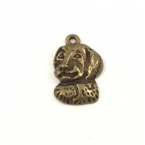 Metal antique brass dog pendant (retriever)